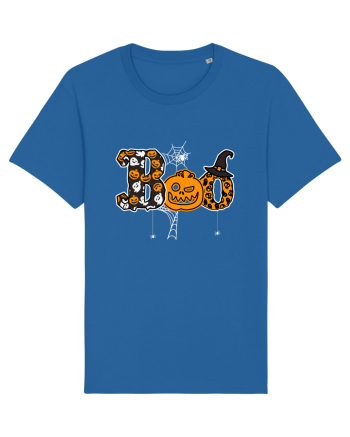 Boo With Spiders And Witch Hat Royal Blue