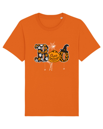Boo With Spiders And Witch Hat Bright Orange