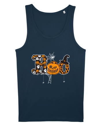 Boo With Spiders And Witch Hat Navy