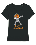 Dabbing Pumpkin Dabbing Skeleton Tricou mânecă scurtă guler larg fitted Damă Expresser