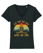Eff You See Kay Why Oh You Funny Yoga Skeleton Tricou mânecă scurtă guler V Damă Evoker