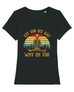 Eff You See Kay Why Oh You Funny Yoga Skeleton Tricou mânecă scurtă guler larg fitted Damă Expresser