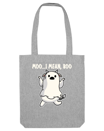 Ghost Cow Moo I Mean Boo Halloween Heather Grey
