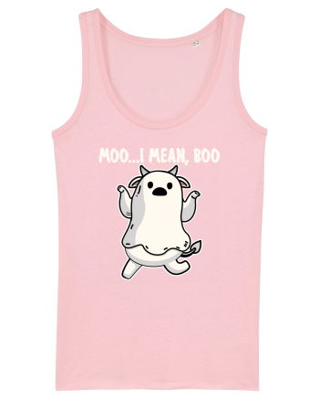 Ghost Cow Moo I Mean Boo Halloween Cotton Pink