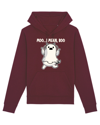 Ghost Cow Moo I Mean Boo Halloween Burgundy