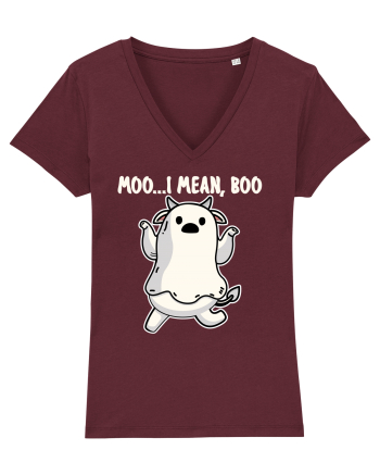 Ghost Cow Moo I Mean Boo Halloween Burgundy