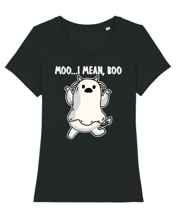 Ghost Cow Moo I Mean Boo Halloween Black