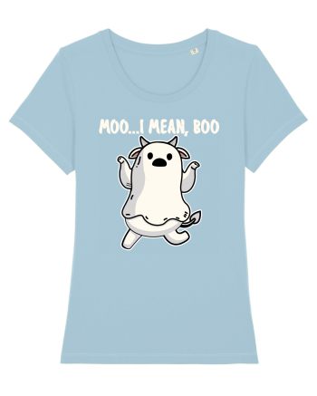 Ghost Cow Moo I Mean Boo Halloween Sky Blue