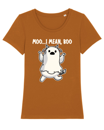 Ghost Cow Moo I Mean Boo Halloween Roasted Orange