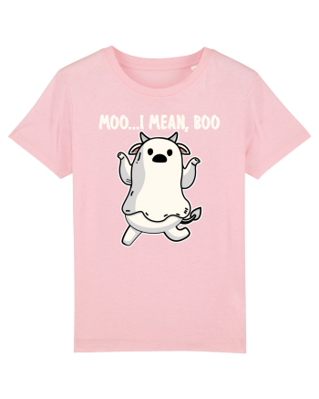 Ghost Cow Moo I Mean Boo Halloween Cotton Pink