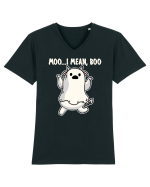 Ghost Cow Moo I Mean Boo Halloween Tricou mânecă scurtă guler V Bărbat Presenter