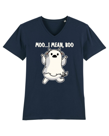 Ghost Cow Moo I Mean Boo Halloween French Navy