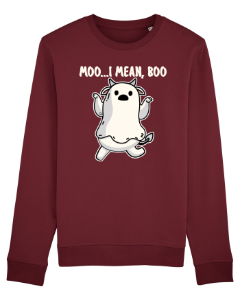 Ghost Cow Moo I Mean Boo Halloween Burgundy