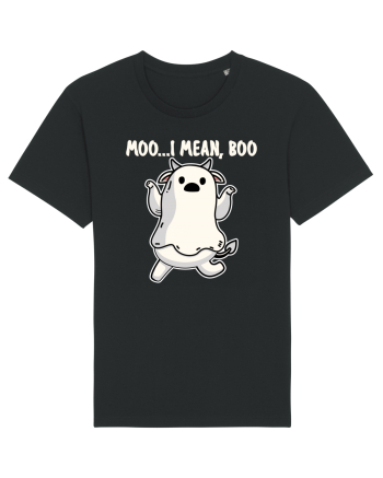 Ghost Cow Moo I Mean Boo Halloween Black