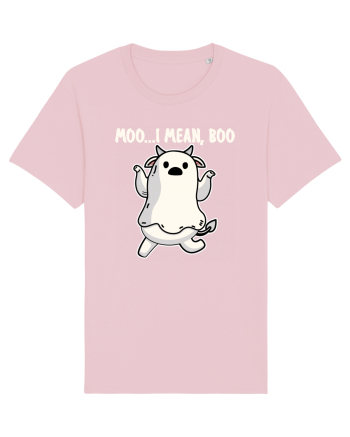 Ghost Cow Moo I Mean Boo Halloween Cotton Pink