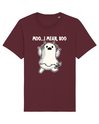 Ghost Cow Moo I Mean Boo Halloween Burgundy