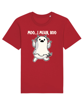Ghost Cow Moo I Mean Boo Halloween Red