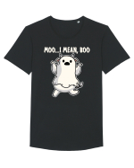 Ghost Cow Moo I Mean Boo Halloween Tricou mânecă scurtă guler larg Bărbat Skater