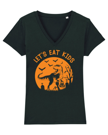 Halloween Dinosaur Let's Eat Kids Black