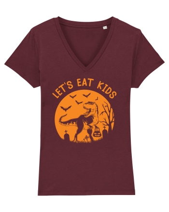 Halloween Dinosaur Let's Eat Kids Burgundy