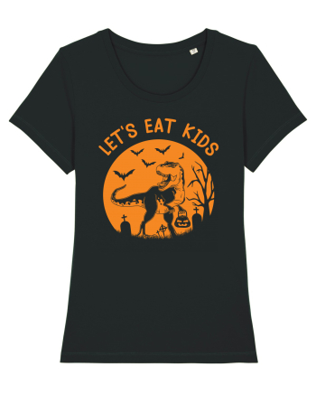 Halloween Dinosaur Let's Eat Kids Black