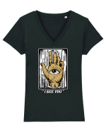 Halloween Eye In Hand I See You Tricou mânecă scurtă guler V Damă Evoker
