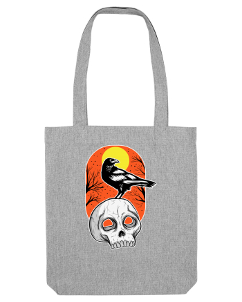 Halloween Pumpkin And Black Crow Heather Grey