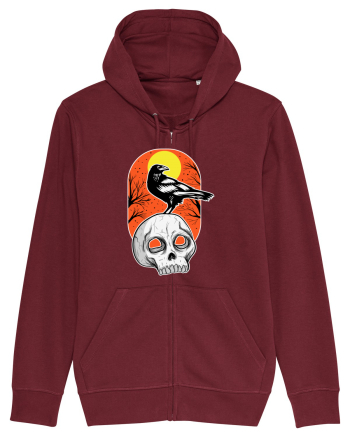 Halloween Pumpkin And Black Crow Burgundy