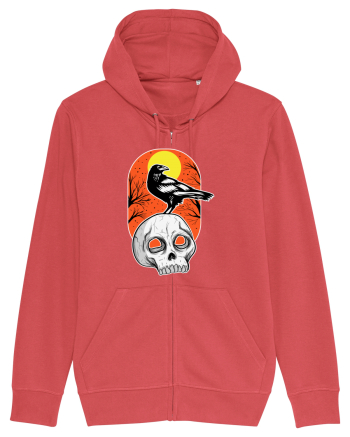 Halloween Pumpkin And Black Crow Carmine Red