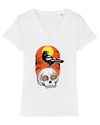 Halloween Pumpkin And Black Crow White