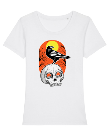 Halloween Pumpkin And Black Crow White