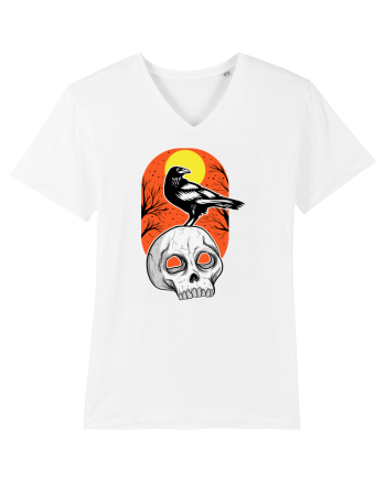 Halloween Pumpkin And Black Crow White