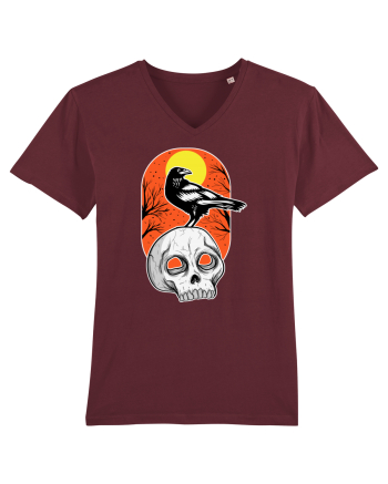 Halloween Pumpkin And Black Crow Burgundy