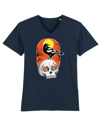 Halloween Pumpkin And Black Crow French Navy