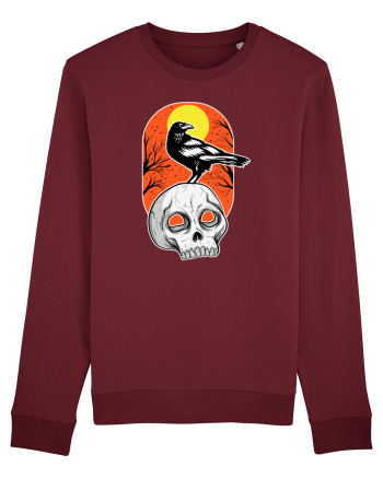 Halloween Pumpkin And Black Crow Burgundy
