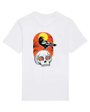 Halloween Pumpkin And Black Crow White