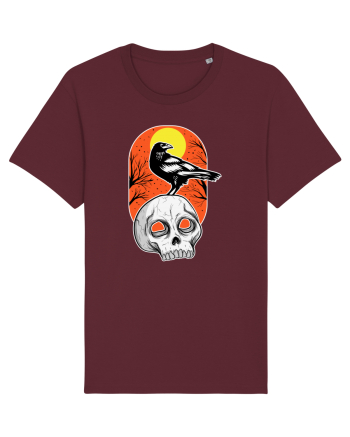 Halloween Pumpkin And Black Crow Burgundy