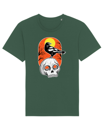 Halloween Pumpkin And Black Crow Bottle Green