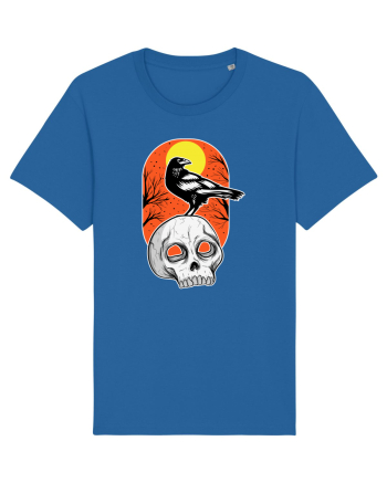 Halloween Pumpkin And Black Crow Royal Blue