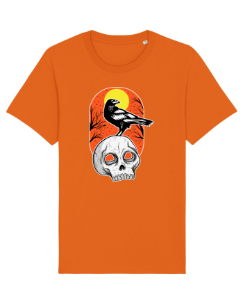 Halloween Pumpkin And Black Crow Bright Orange