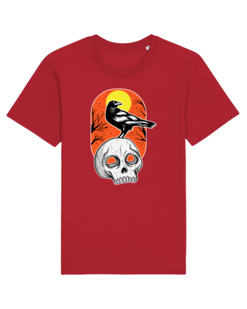 Halloween Pumpkin And Black Crow Red