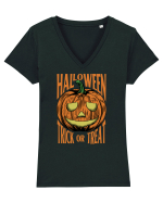 Halloween Pumpkin Engraving Style Tricou mânecă scurtă guler V Damă Evoker
