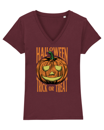Halloween Pumpkin Engraving Style Burgundy