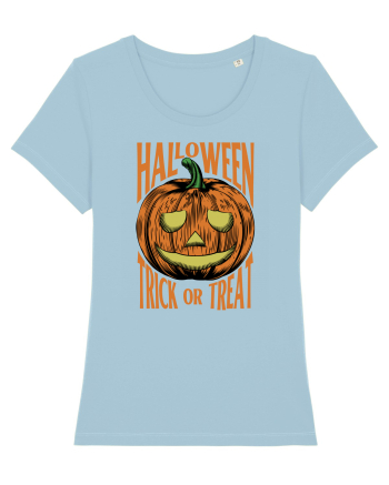Halloween Pumpkin Engraving Style Sky Blue