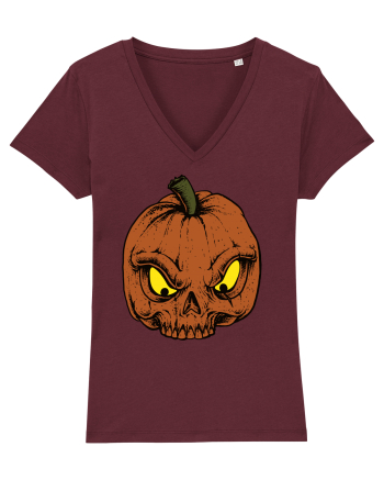Halloween Pumpkin Skull Burgundy