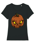 Halloween Pumpkin Skull Tricou mânecă scurtă guler larg fitted Damă Expresser
