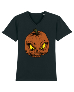 Halloween Pumpkin Skull Tricou mânecă scurtă guler V Bărbat Presenter