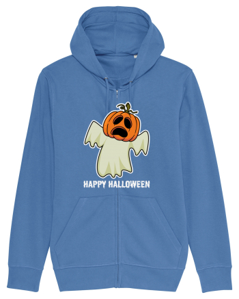 Halloween Pumpkin With Boo Head Bright Blue