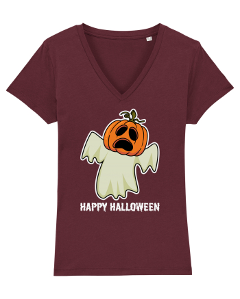 Halloween Pumpkin With Boo Head Burgundy