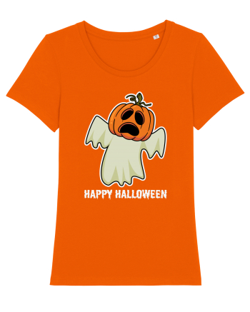 Halloween Pumpkin With Boo Head Bright Orange